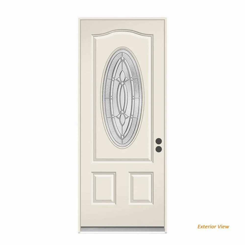 36 in. x 80 in. 3/4 Oval Lite Blakely Primed Steel Prehung Left-Hand Inswing Front Door