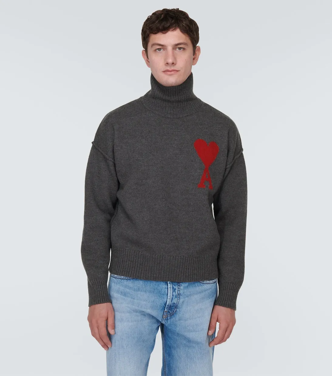 Ami de cœur Ami Paris wool turtleneck sweater, gray