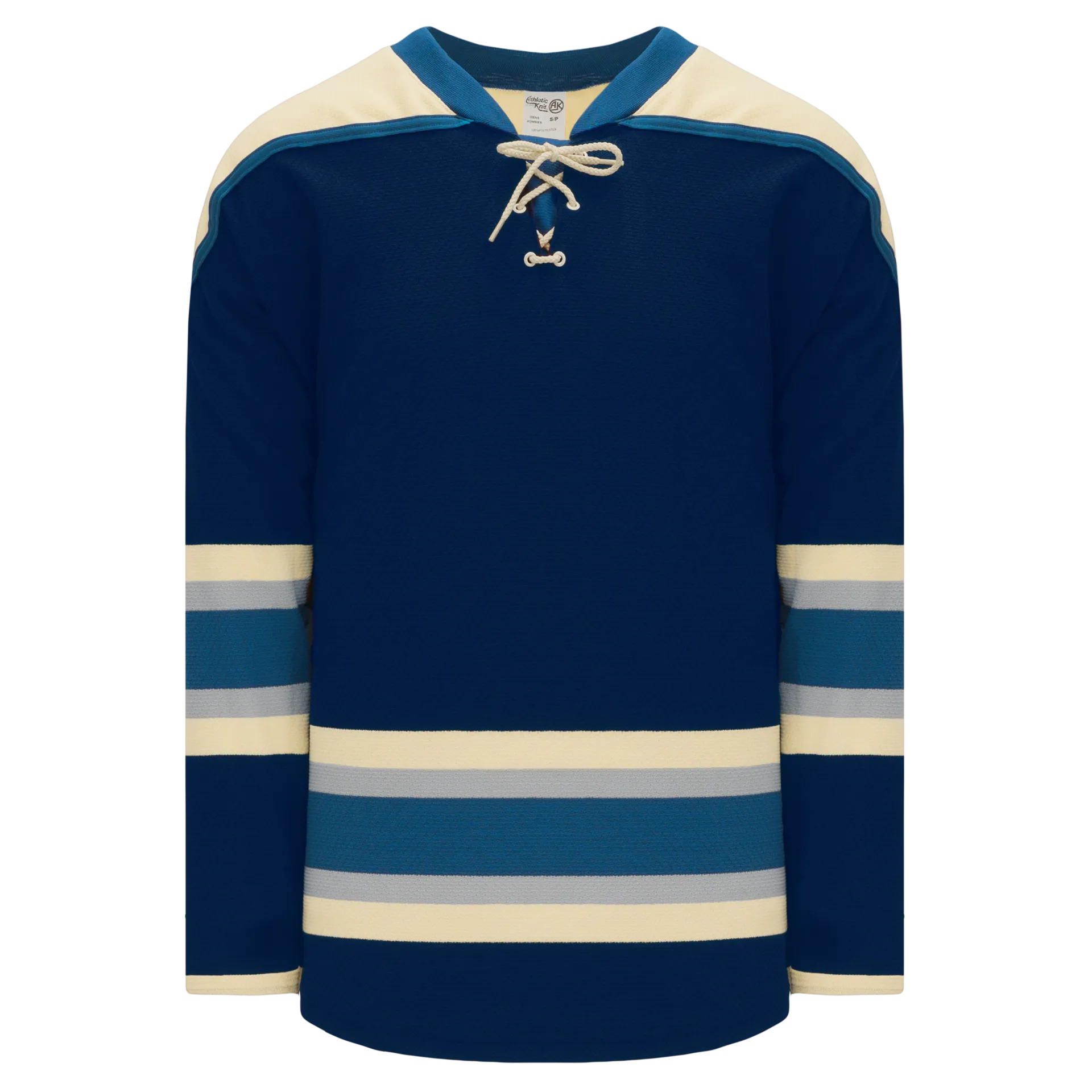 Athletic Knit (AK) H550BKA-CLM892BK Pro Series - Adult Knitted 2010 Columbus Blue Jackets Third Navy Hockey Jersey