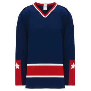 Athletic Knit (AK) H550BKY-CLM690BK Pro Series - Youth Knitted Columbus Blue Jackets Navy Hockey Jersey