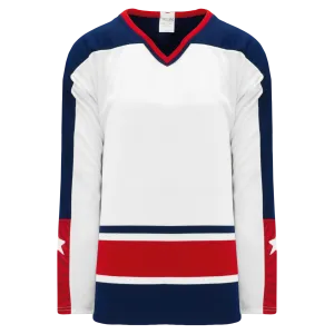 Athletic Knit (AK) H550BKY-CLM691BK Pro Series - Youth Knitted Columbus Blue Jackets White Hockey Jersey