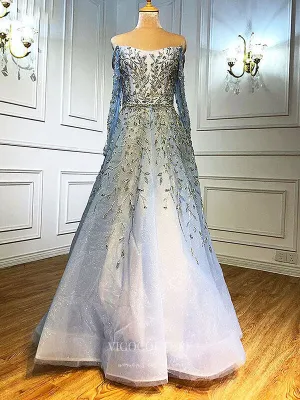 Beaded Prom Dresses Long Sleeve Evening Dresses 21194