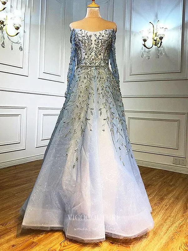Beaded Prom Dresses Long Sleeve Evening Dresses 21194