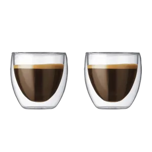 Bodum Pavina Double Walled Espresso Cup Drinking Glasses - 2.5oz. – Set of 2
