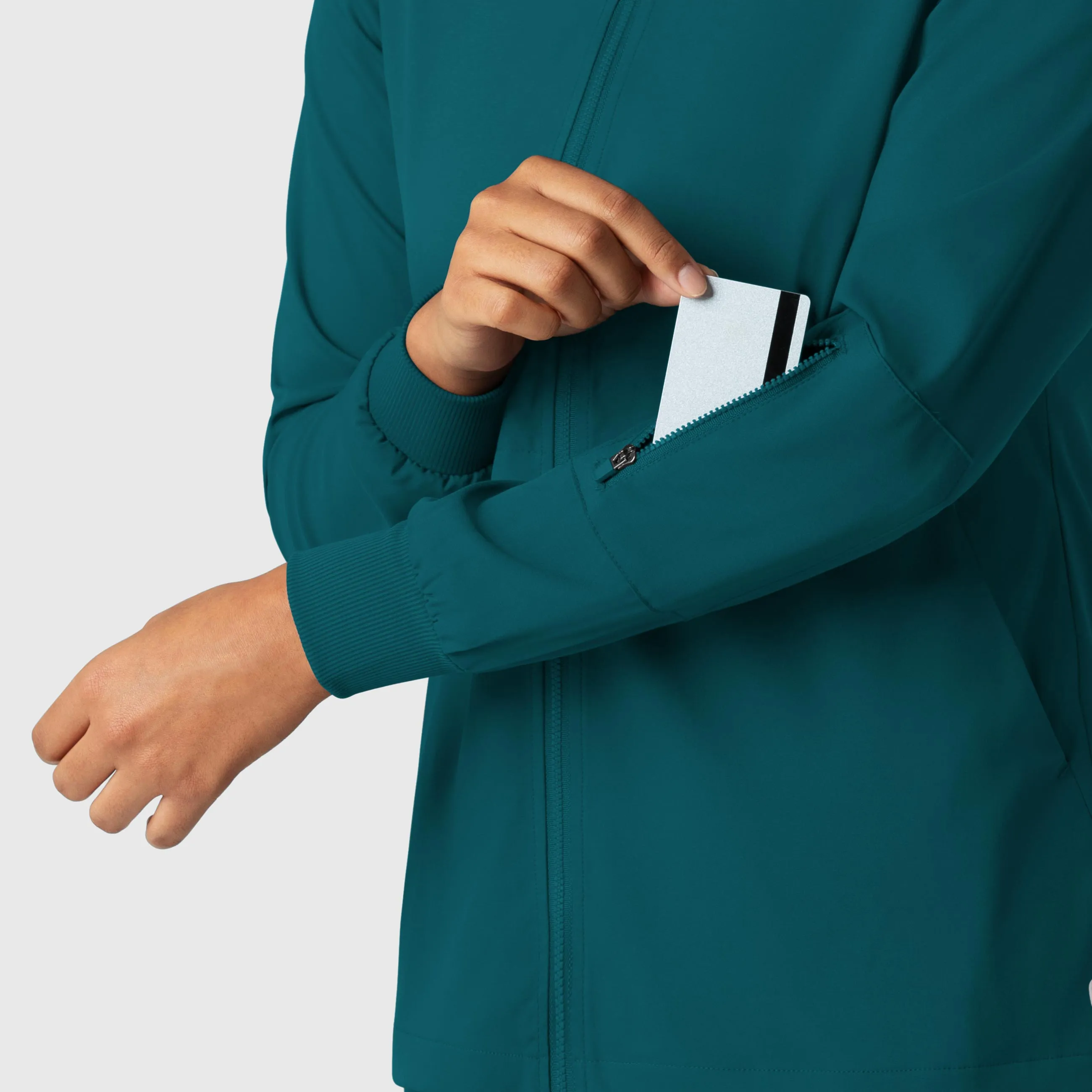 Boundless Women's Warm Up Scrub Jacket - Caribbean