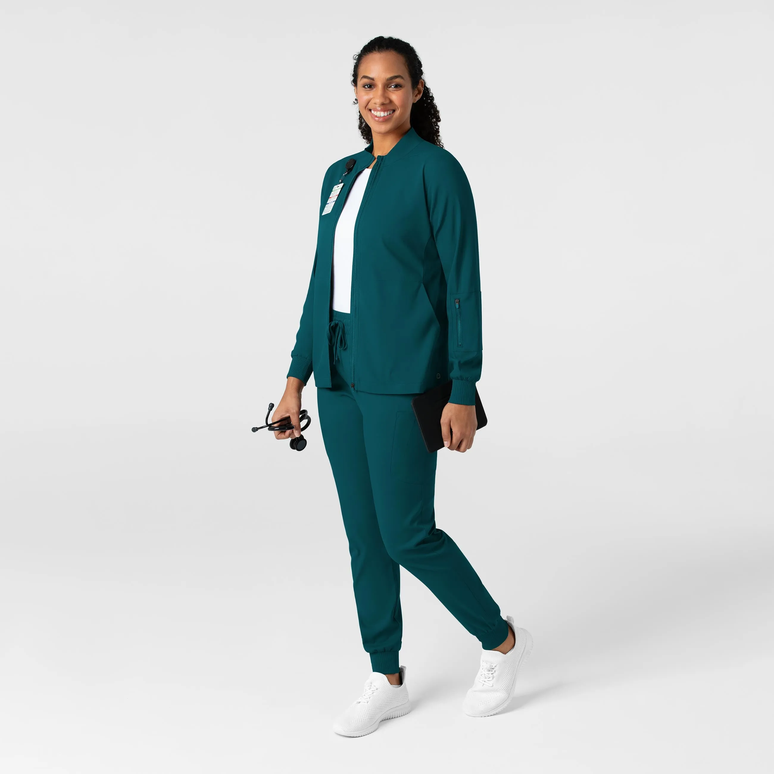 Boundless Women's Warm Up Scrub Jacket - Caribbean