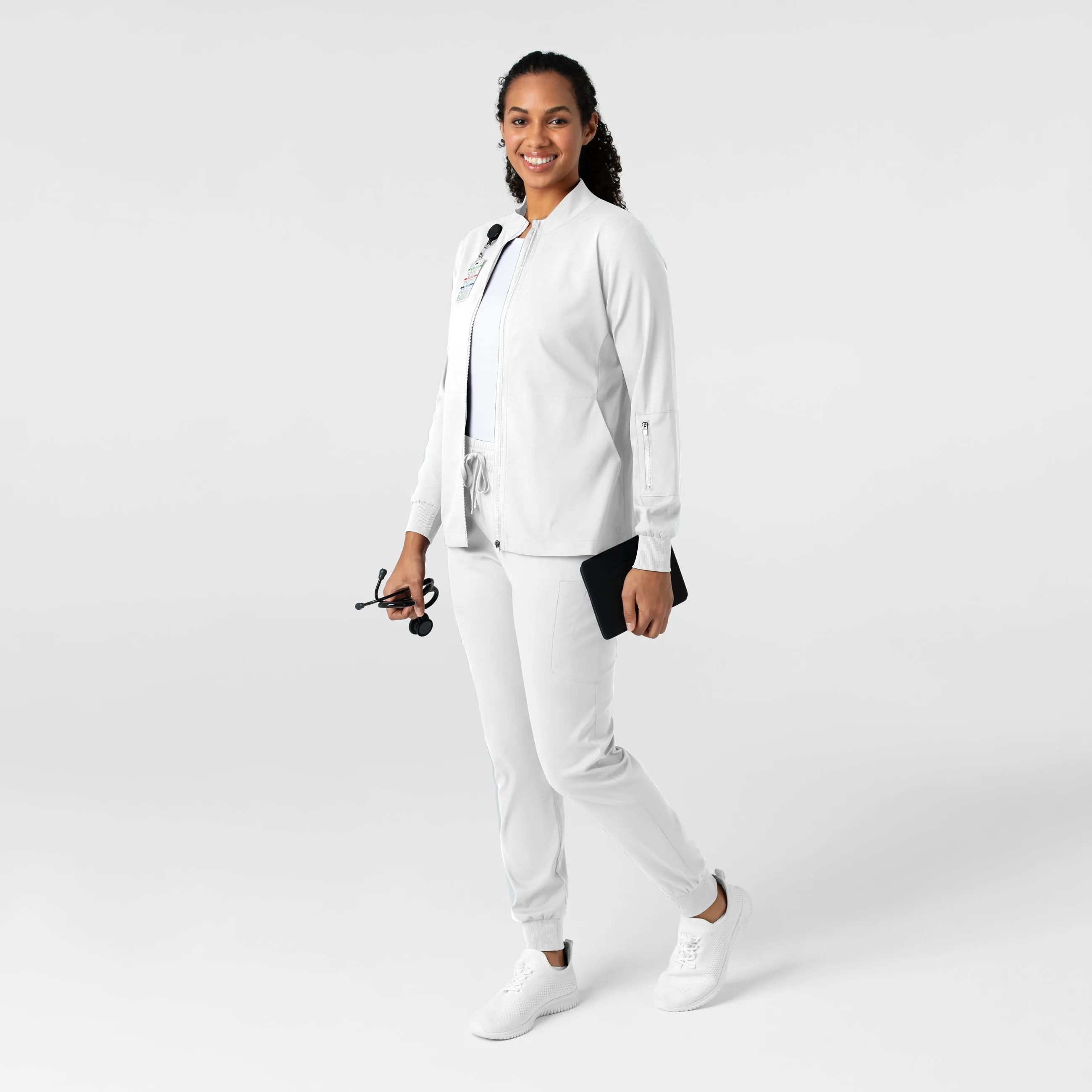 Boundless Women's Warm Up Scrub Jacket - White