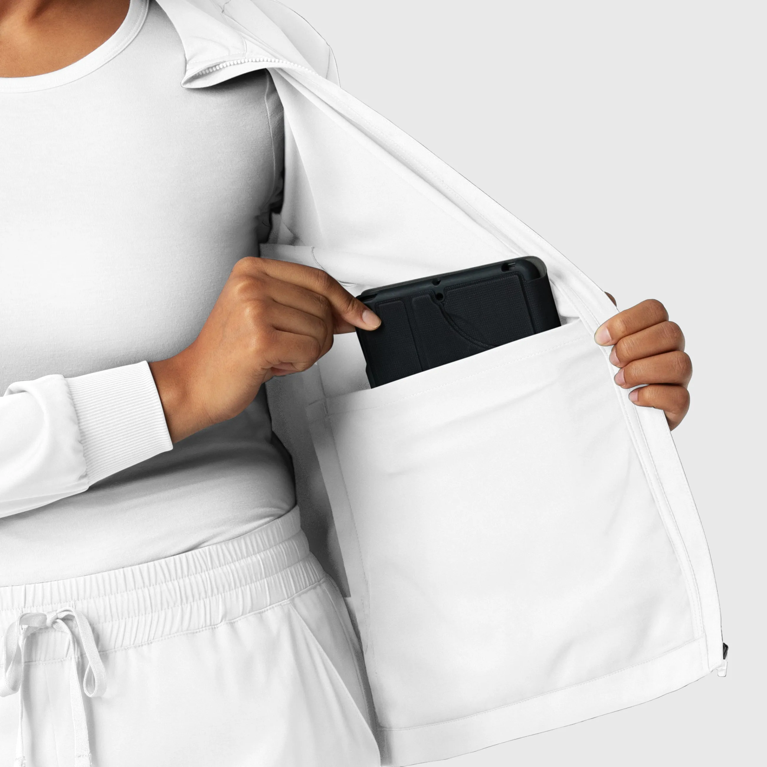 Boundless Women's Warm Up Scrub Jacket - White