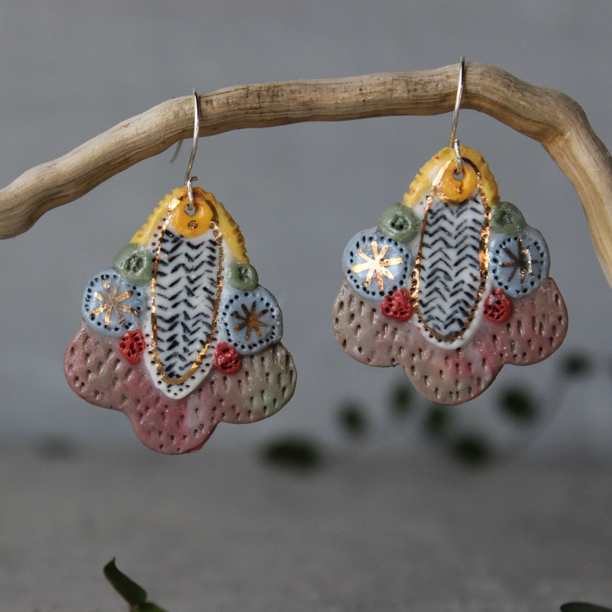 Ceramic Earrings Colour Layers #2