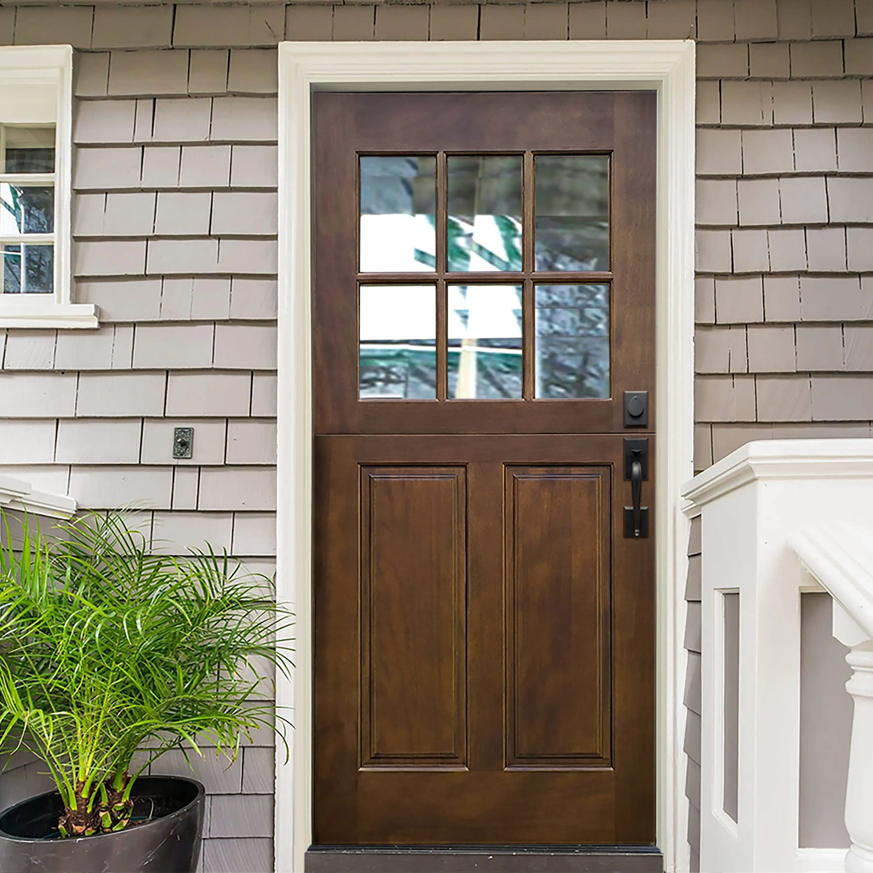 Creative Entryways Mahogany Craftsman Dutch Front Door with Clear Glass