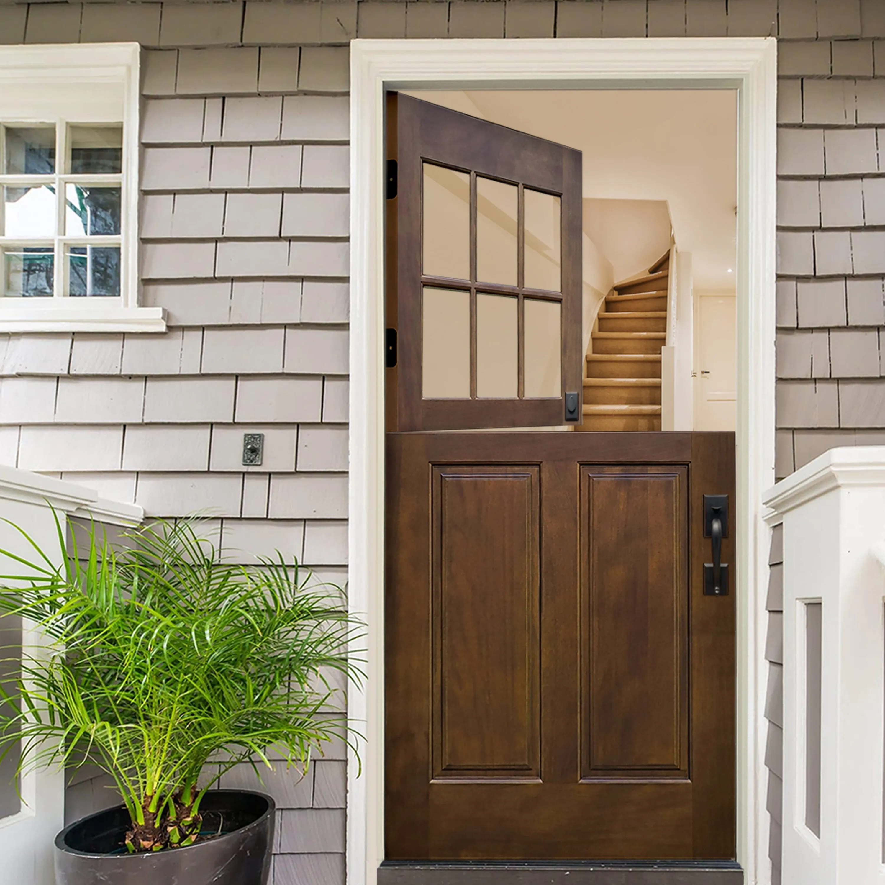 Creative Entryways Mahogany Craftsman Dutch Front Door with Clear Glass