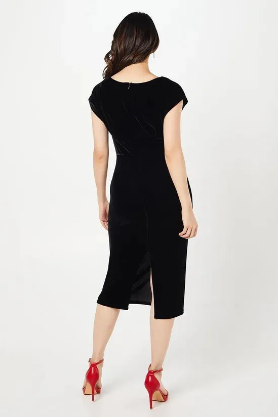 Drape Velvet Pencil Dress Formal Wedding Guest Dresses Cocktail Dresses