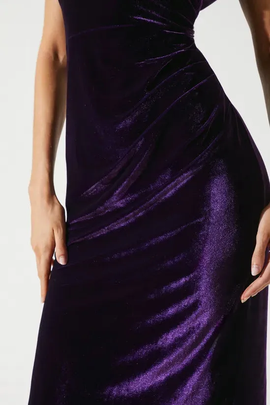 Drape Velvet Pencil Dress Formal Wedding Guest Dresses Cocktail Dresses