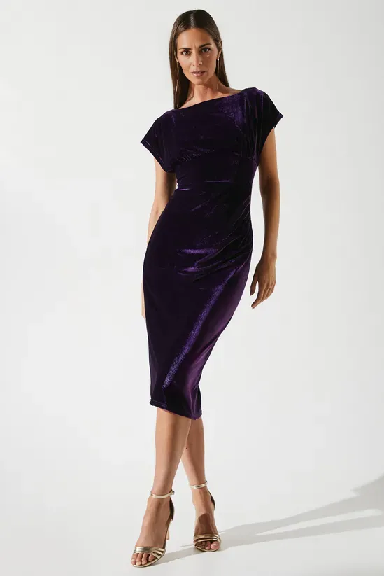 Drape Velvet Pencil Dress Formal Wedding Guest Dresses Cocktail Dresses