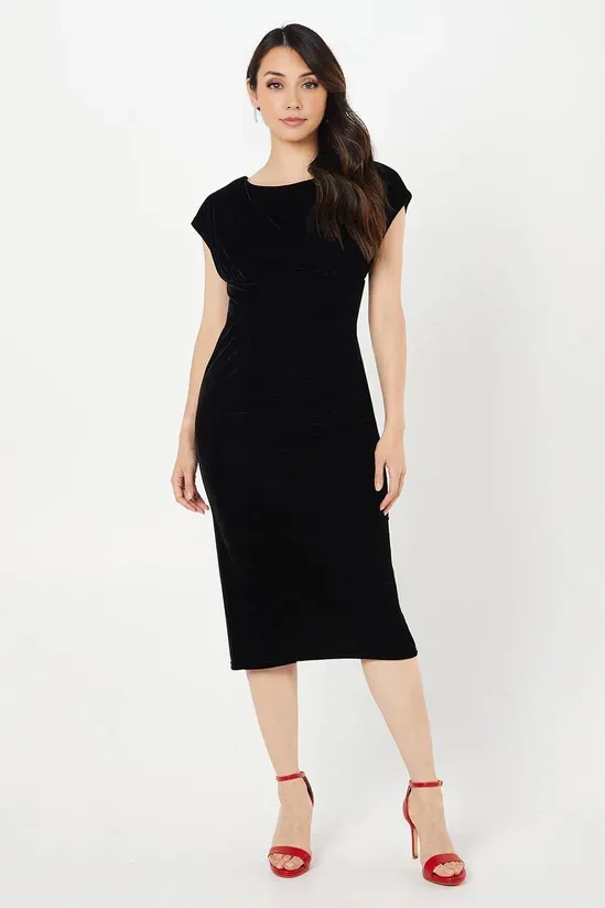 Drape Velvet Pencil Dress Formal Wedding Guest Dresses Cocktail Dresses