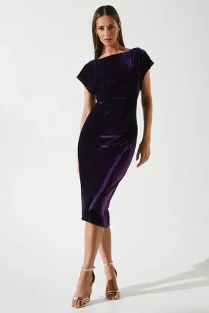 Drape Velvet Pencil Dress Formal Wedding Guest Dresses Cocktail Dresses