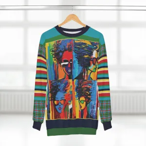 Girl in Perspective Rugby Stripe Quadriptych Four-Panel Unisex Sweatshirt