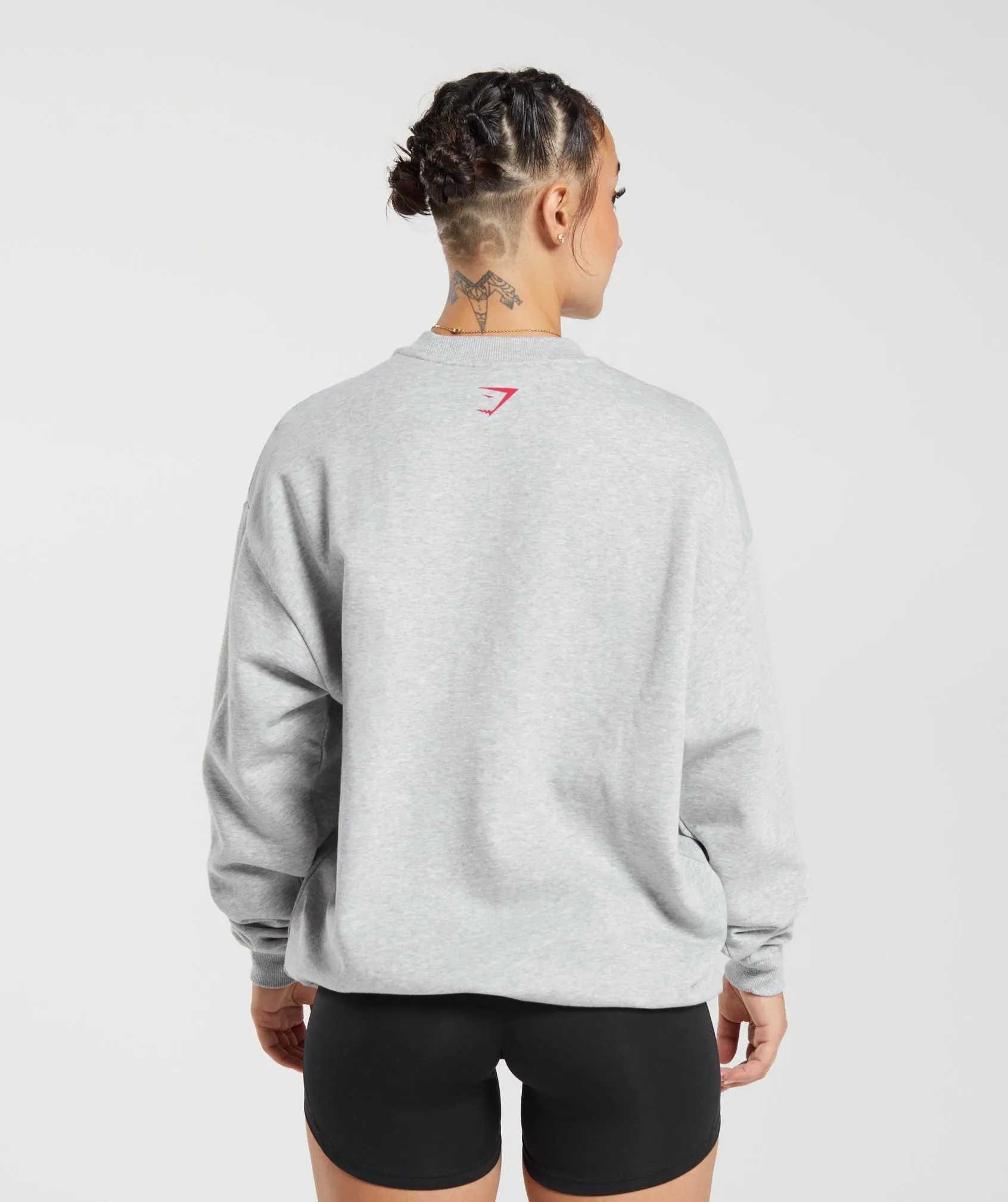 Gymshark Lifting Essentials Graphic Oversized Sweatshirt - Light Grey Core Marl