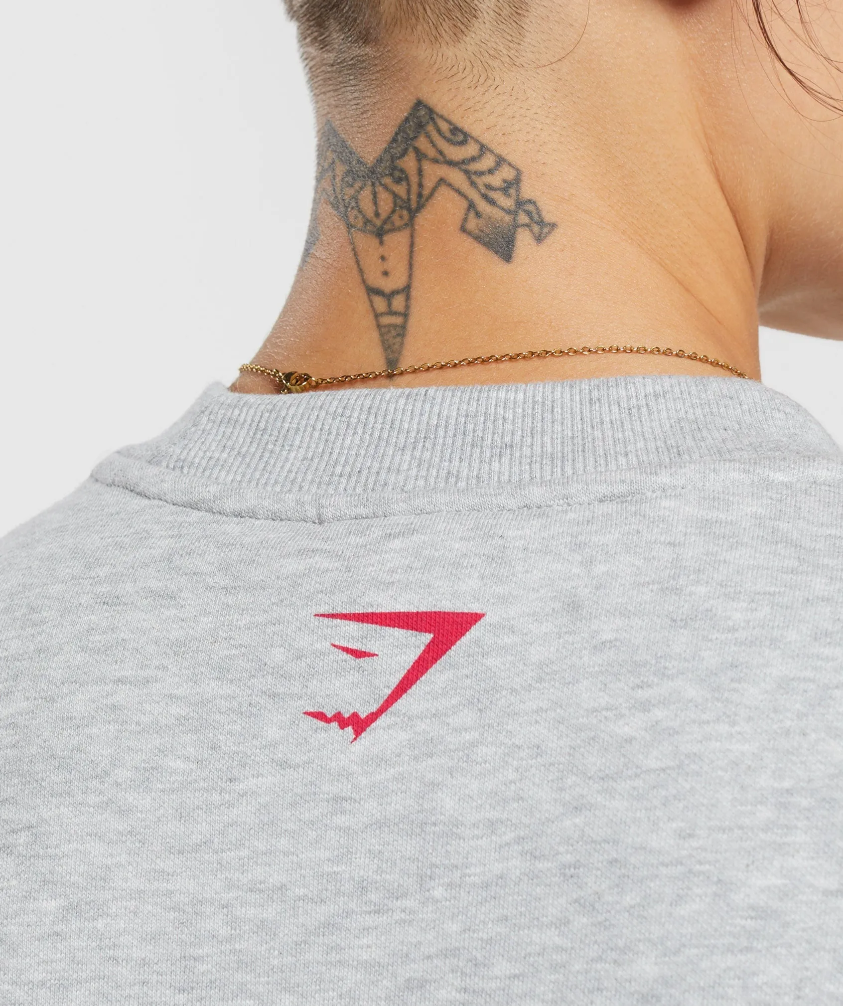 Gymshark Lifting Essentials Graphic Oversized Sweatshirt - Light Grey Core Marl