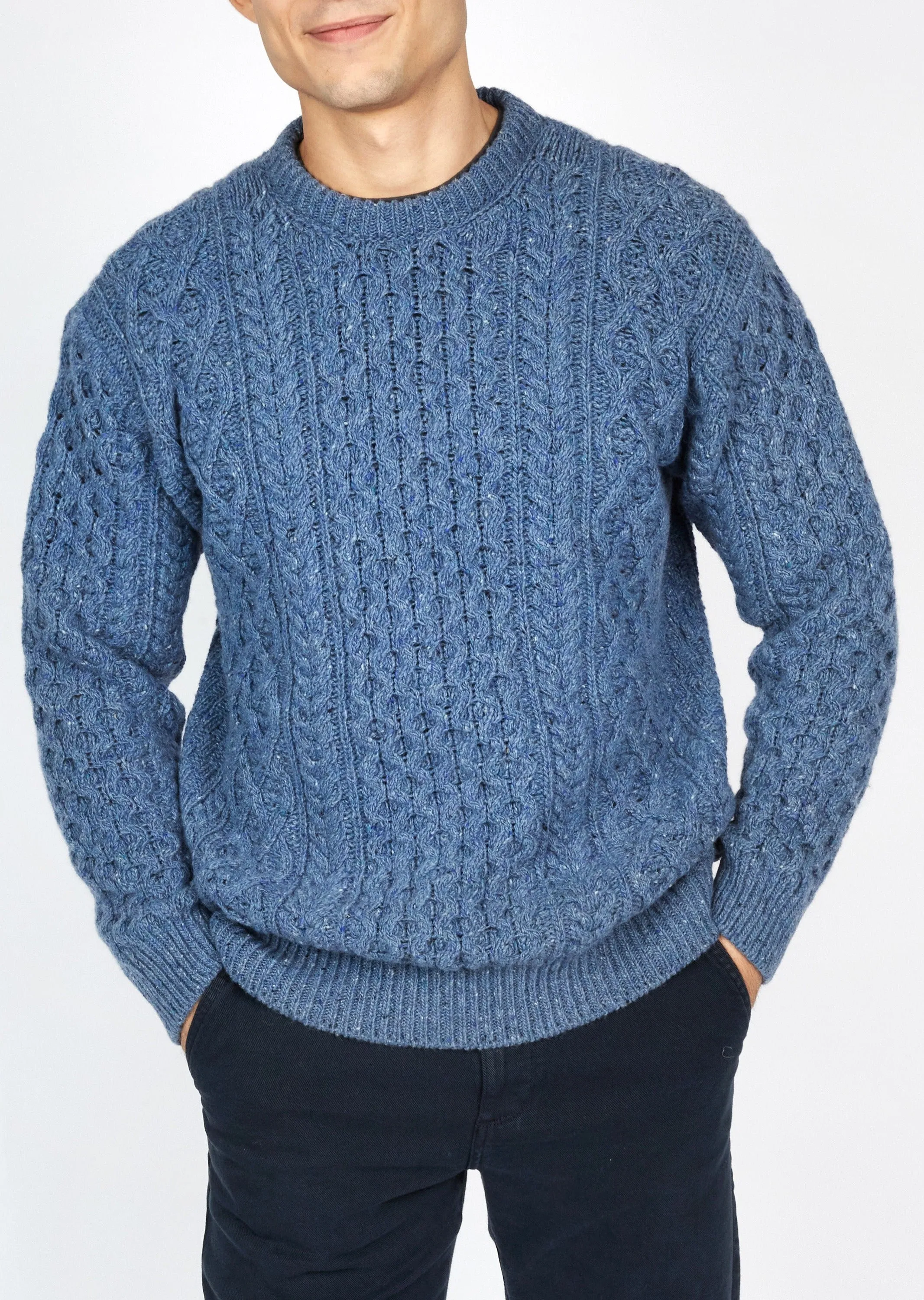 IrelandsEye Cashmere Aran Sweater | Blue Ocean