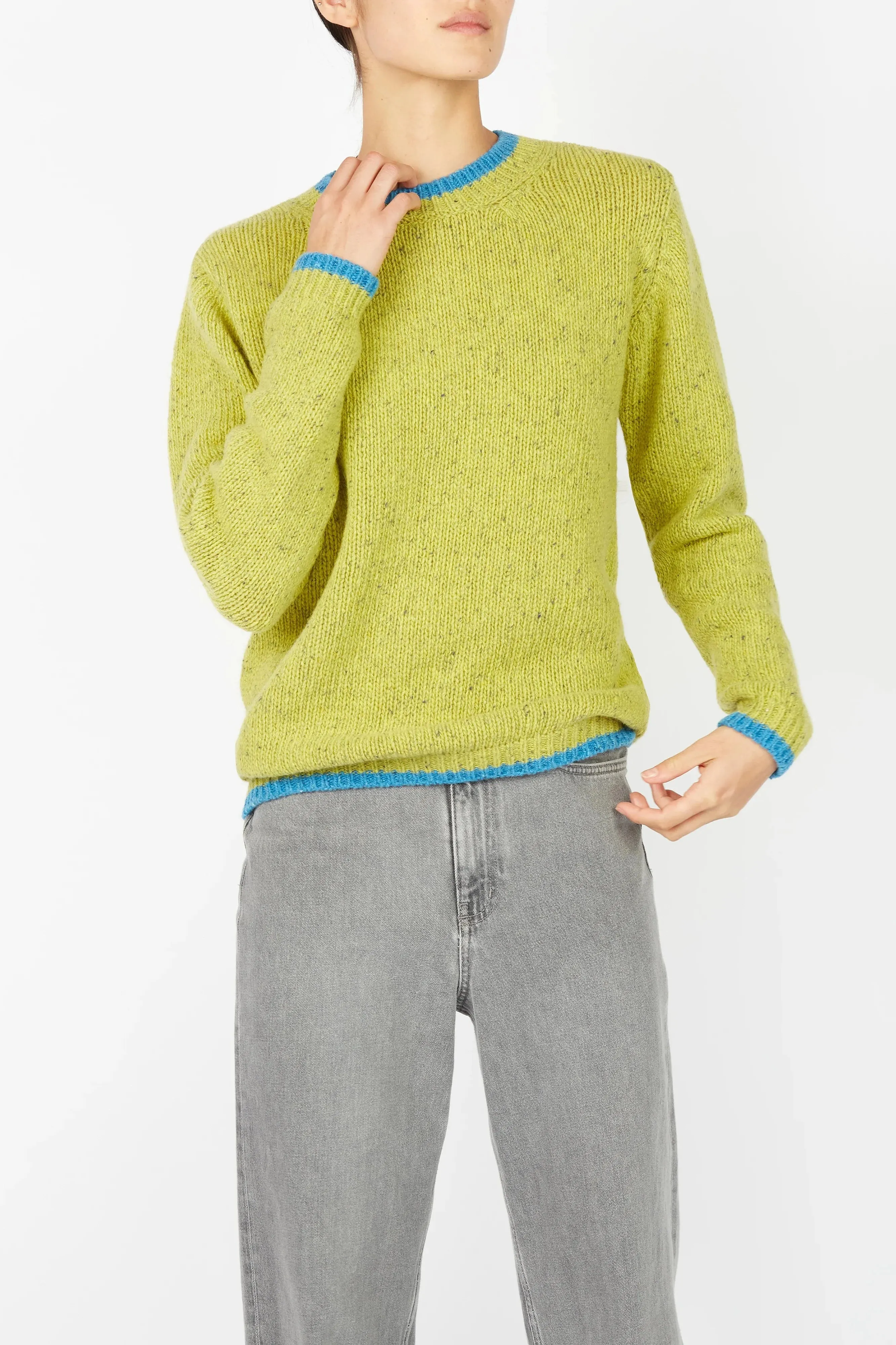 IrelandsEye Slaney Crew Neck Sweater | Chartreuse