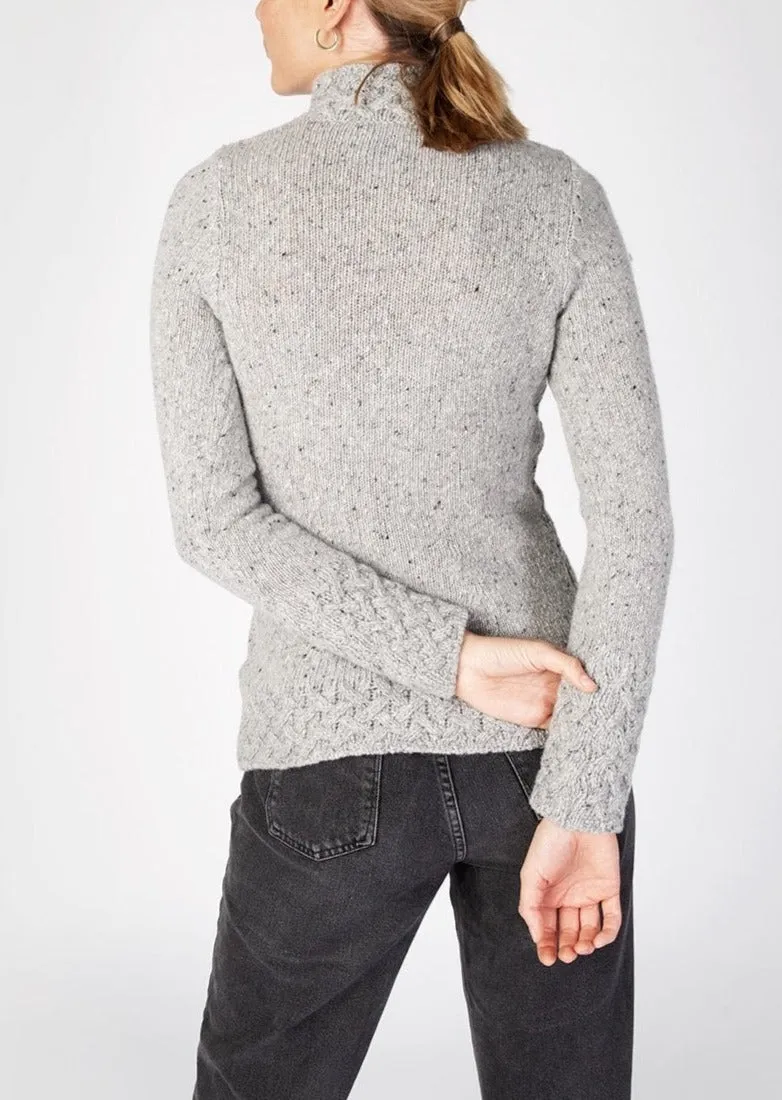 IrelandsEye Women's Trellis Aran Sweater | Grey