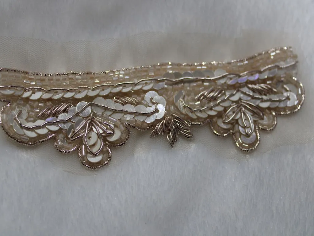 Light Golden Designer Sequins Work Embroidered Border