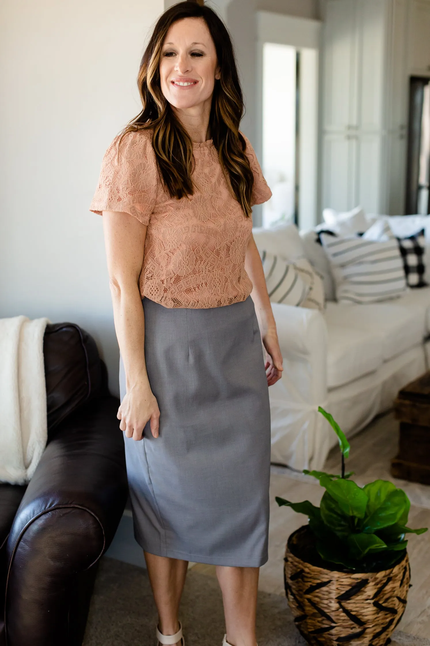 Mauve Ruffled Lace Top - FINAL SALE