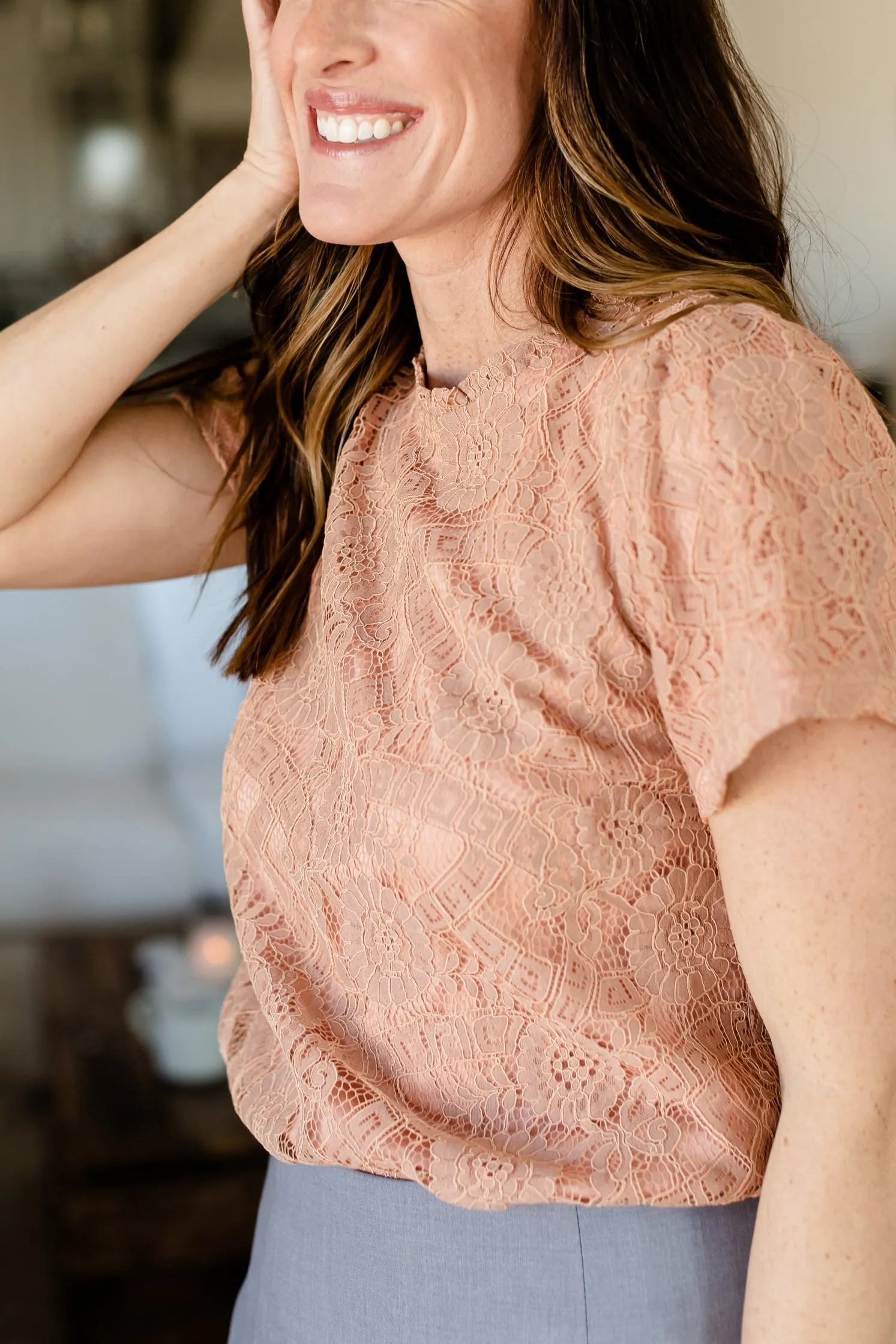 Mauve Ruffled Lace Top - FINAL SALE