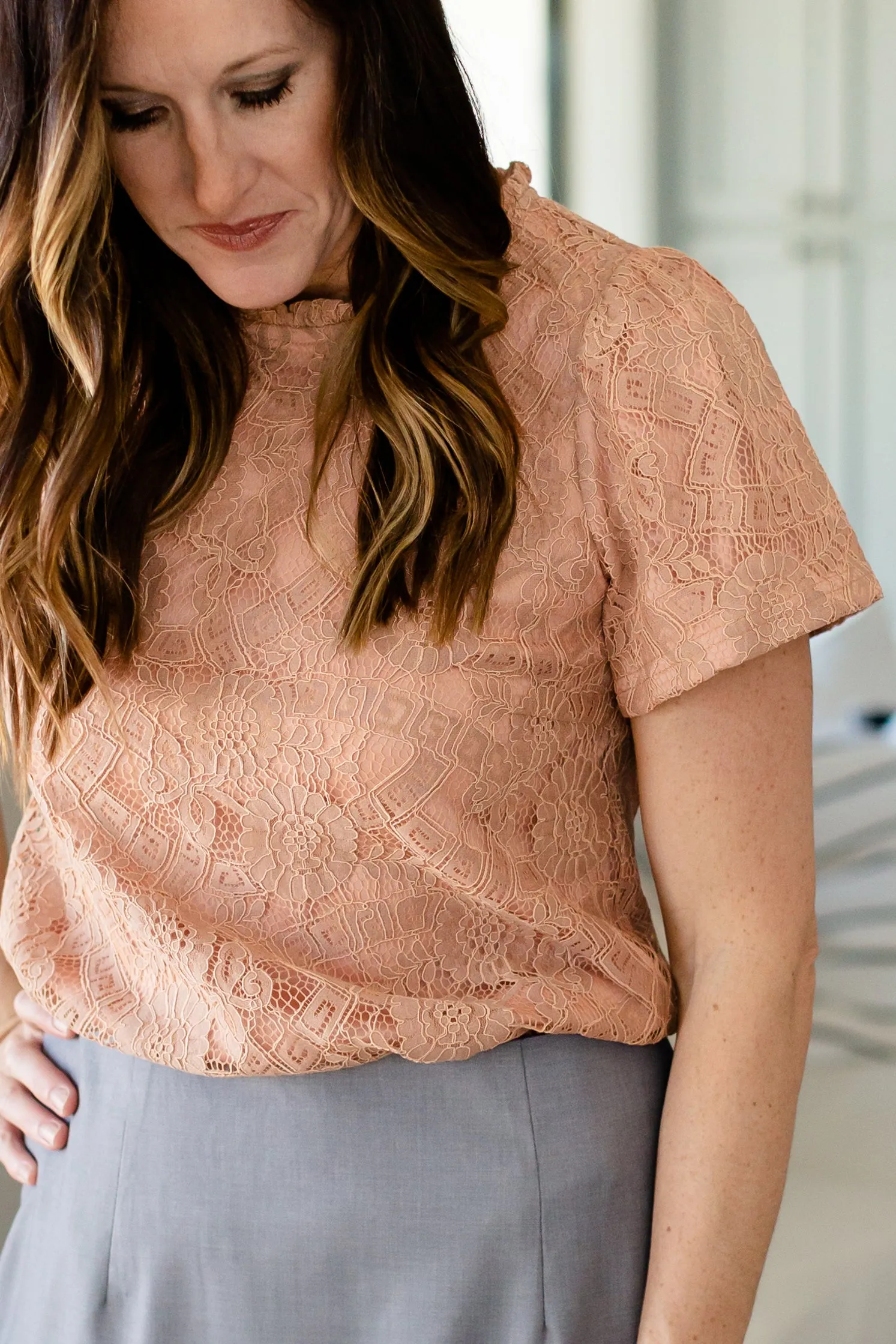 Mauve Ruffled Lace Top - FINAL SALE