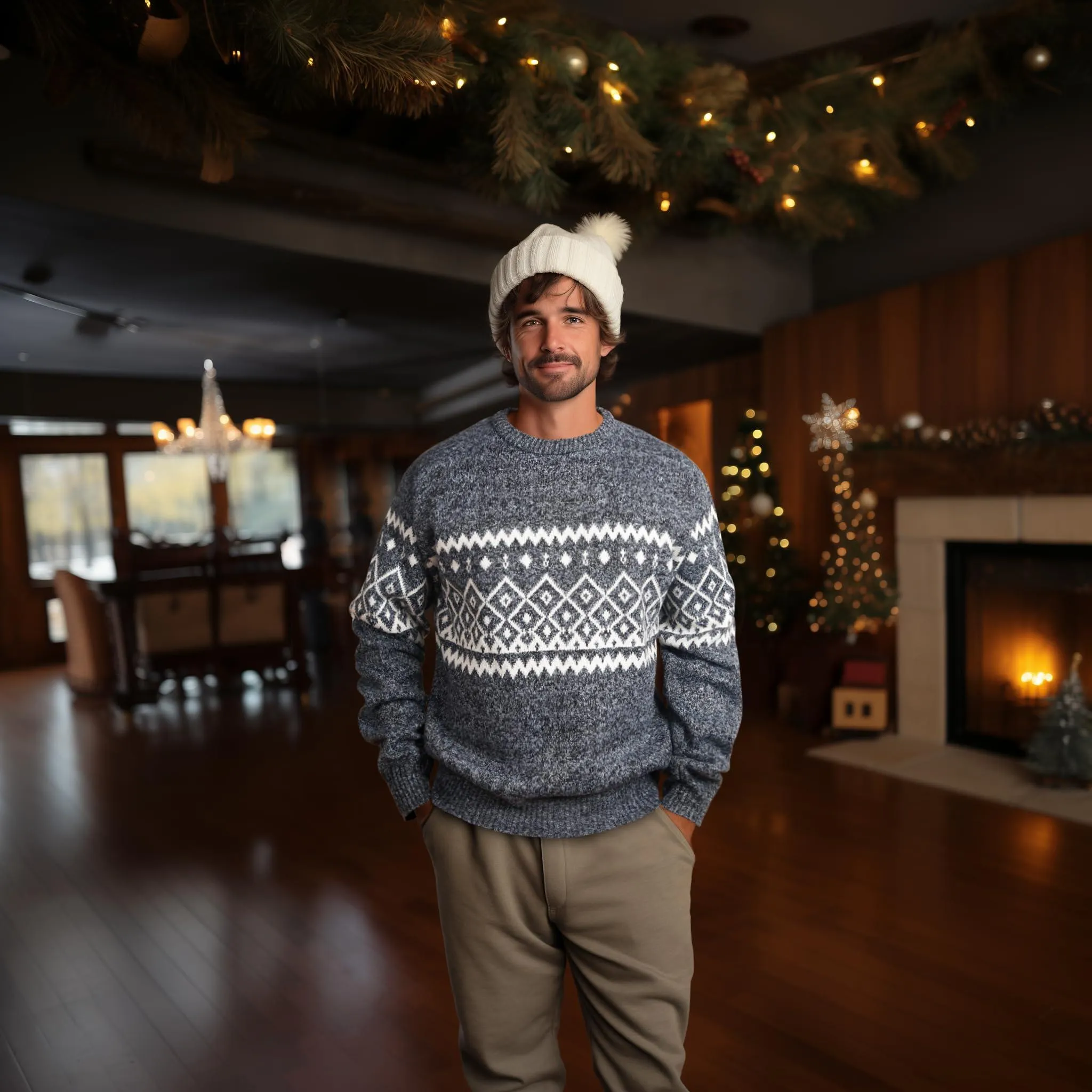 Mens Fleece Pullovers Sweaters Vintage Funny Aesthetic Sweater Ugly Christmas Jumper