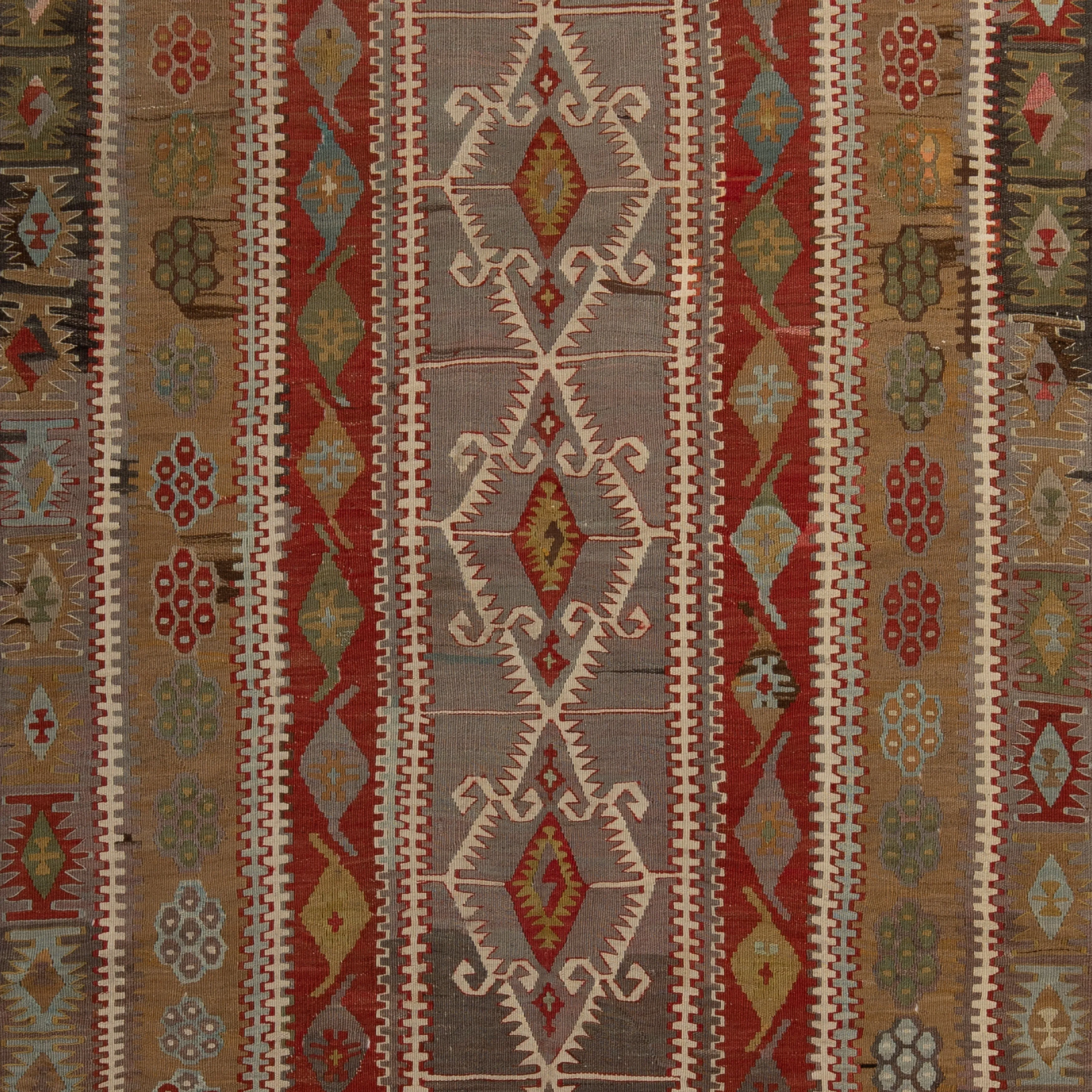Multicolored Flatweave Wool Runner - 4'2" x 11'9"