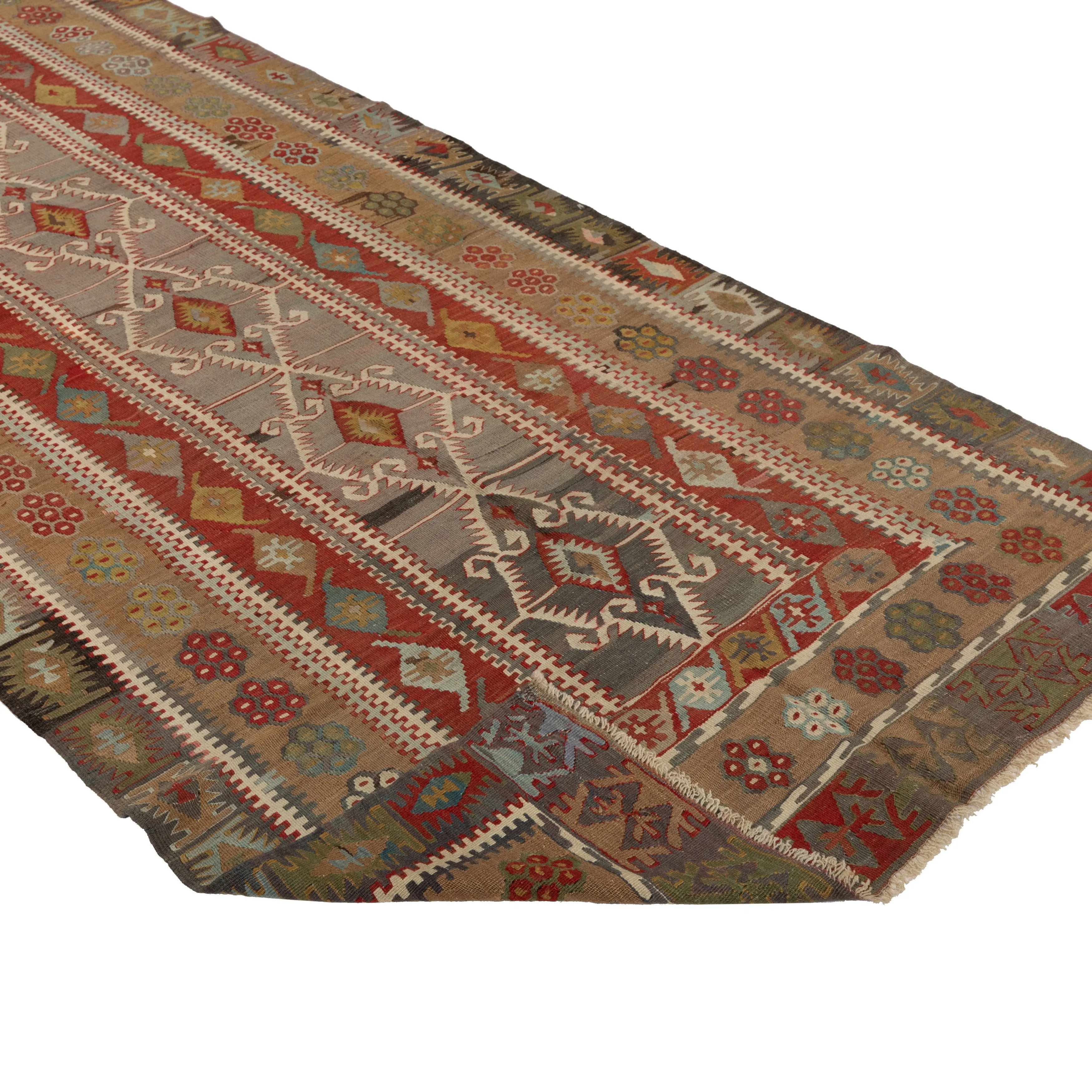 Multicolored Flatweave Wool Runner - 4'2" x 11'9"