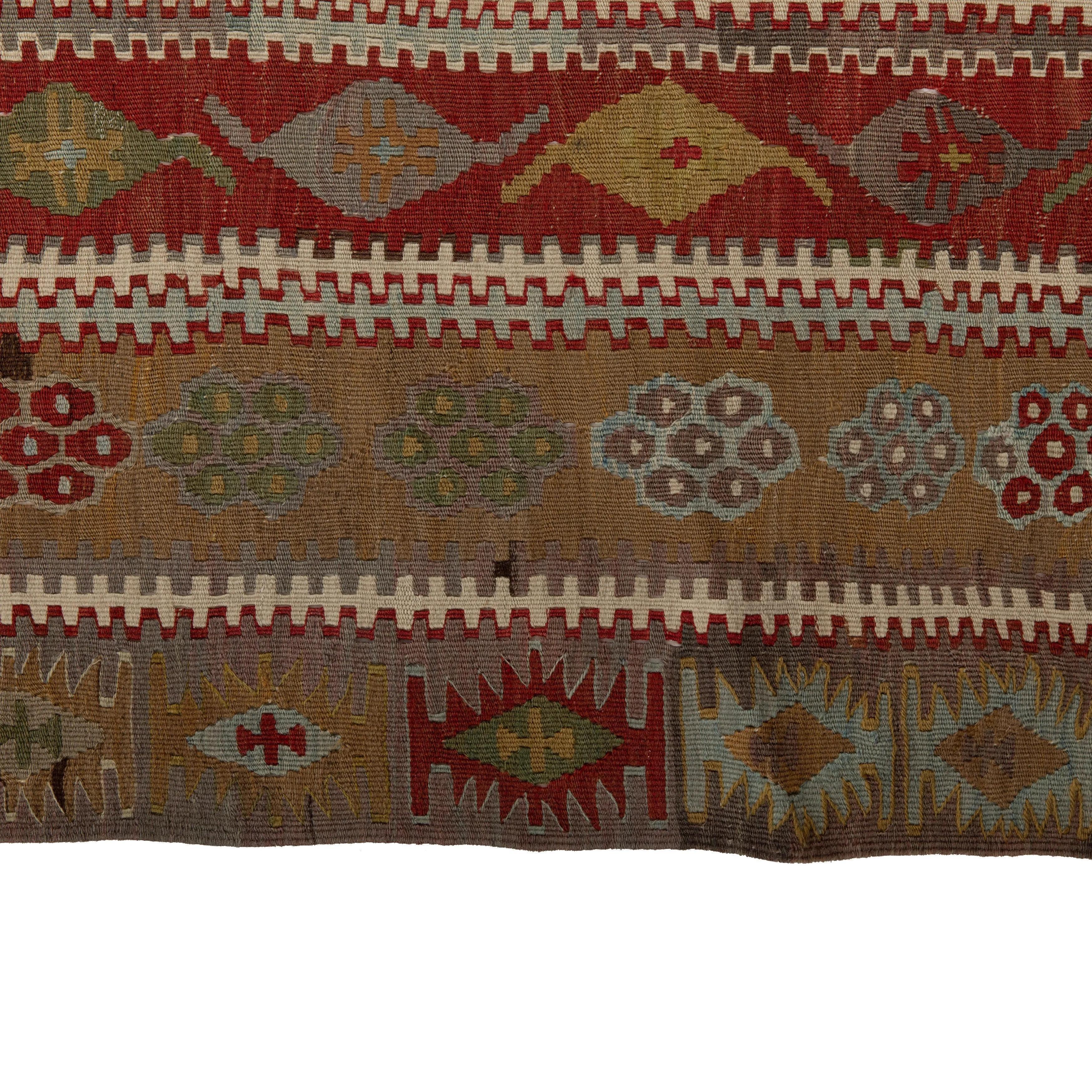 Multicolored Flatweave Wool Runner - 4'2" x 11'9"