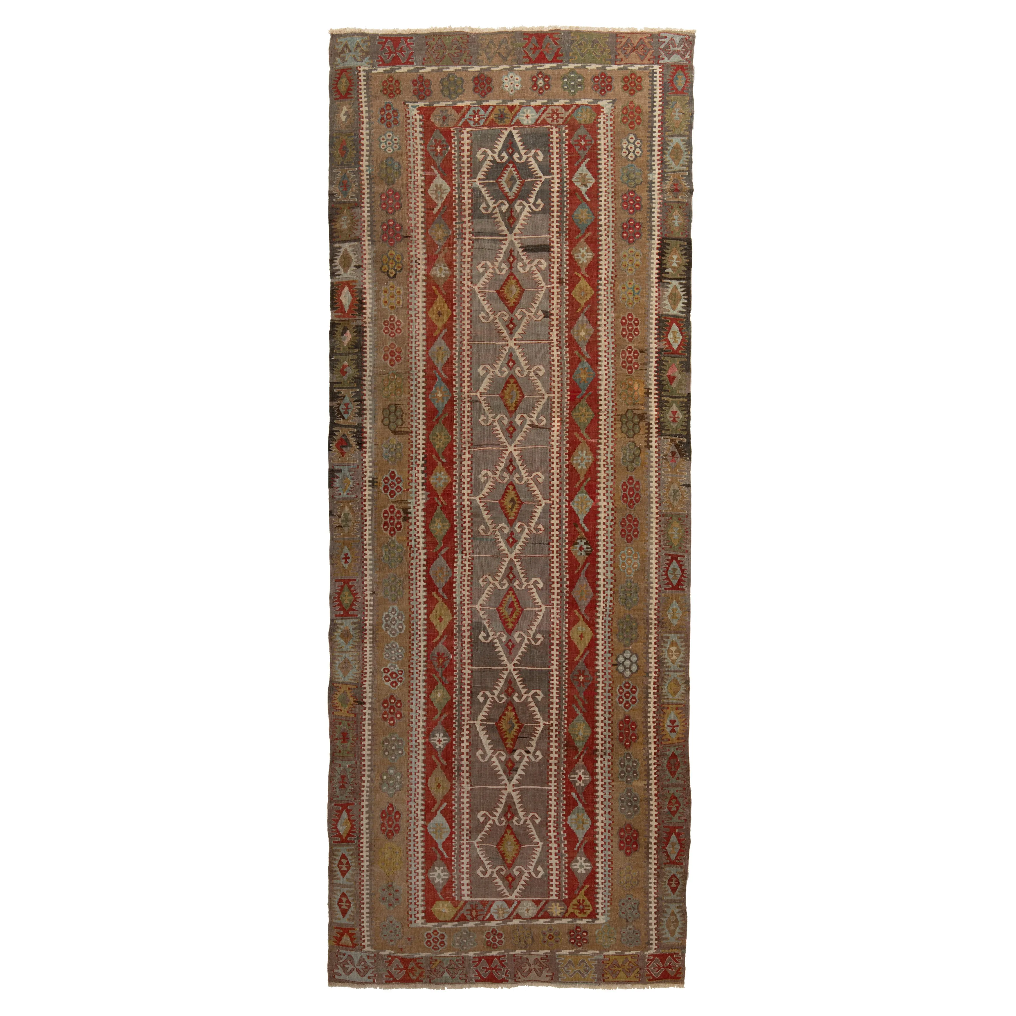 Multicolored Flatweave Wool Runner - 4'2" x 11'9"