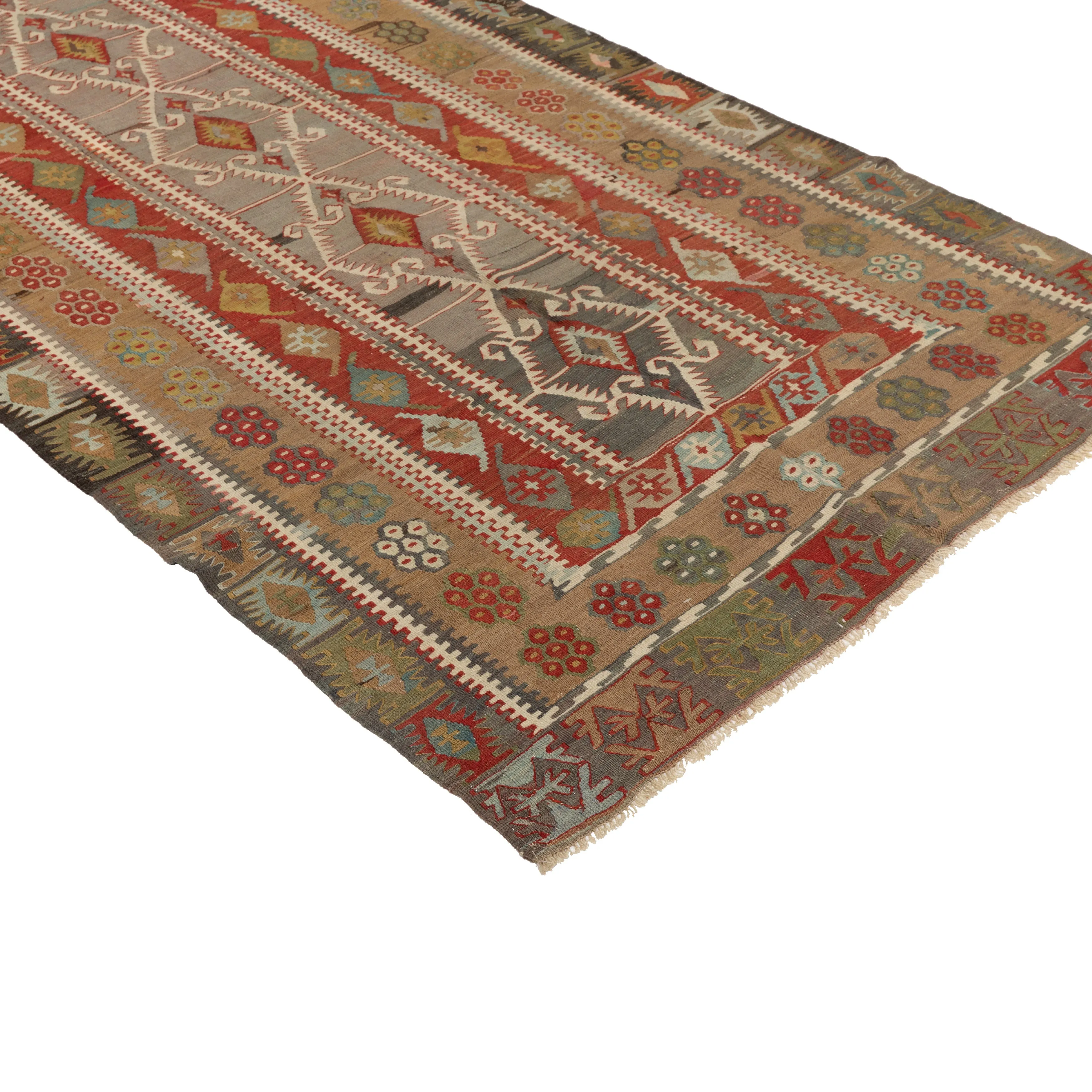 Multicolored Flatweave Wool Runner - 4'2" x 11'9"