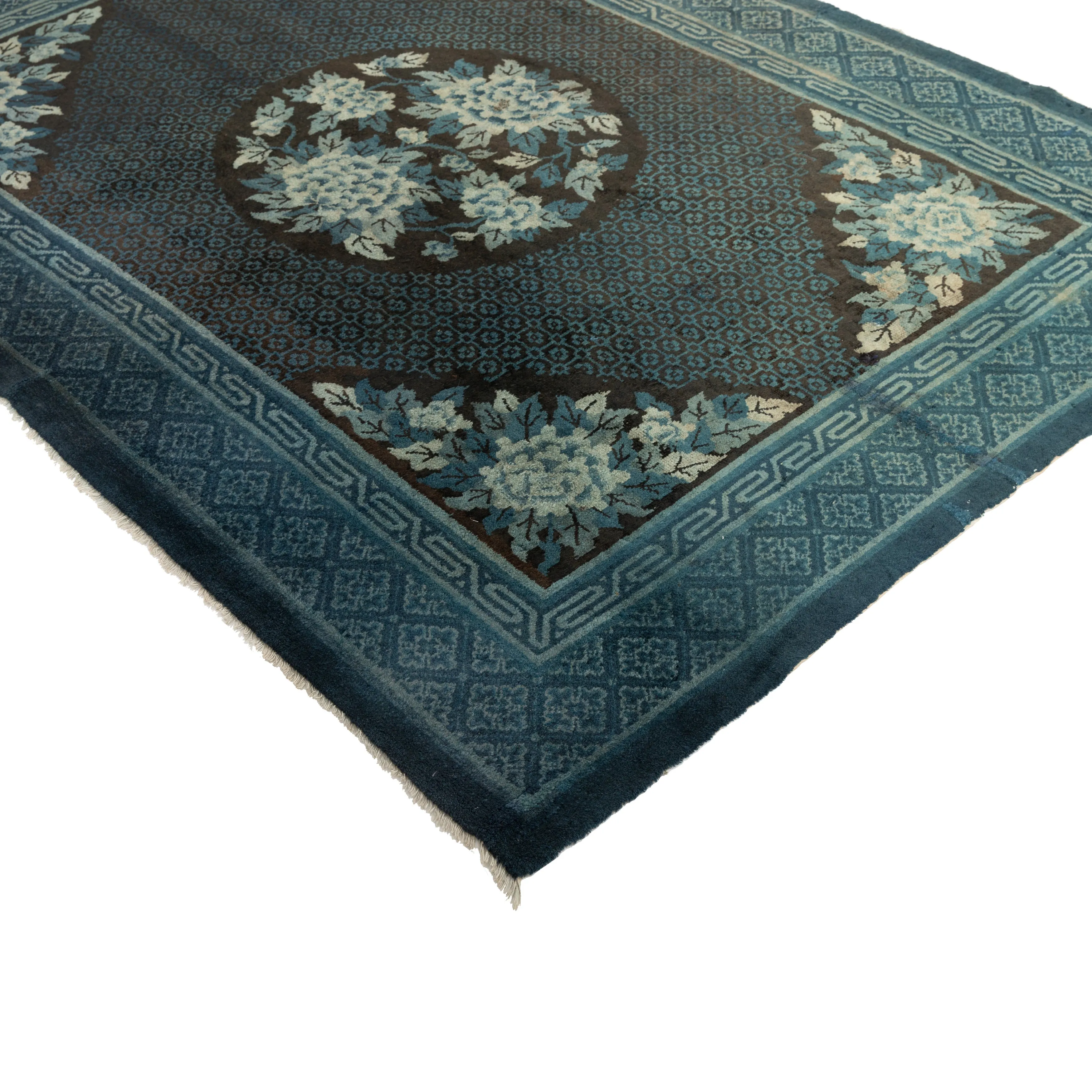 Navy Antique Traditional Chinese Wool Rug - 5'5" x 7'5"
