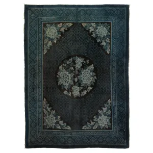 Navy Antique Traditional Chinese Wool Rug - 5'5" x 7'5"