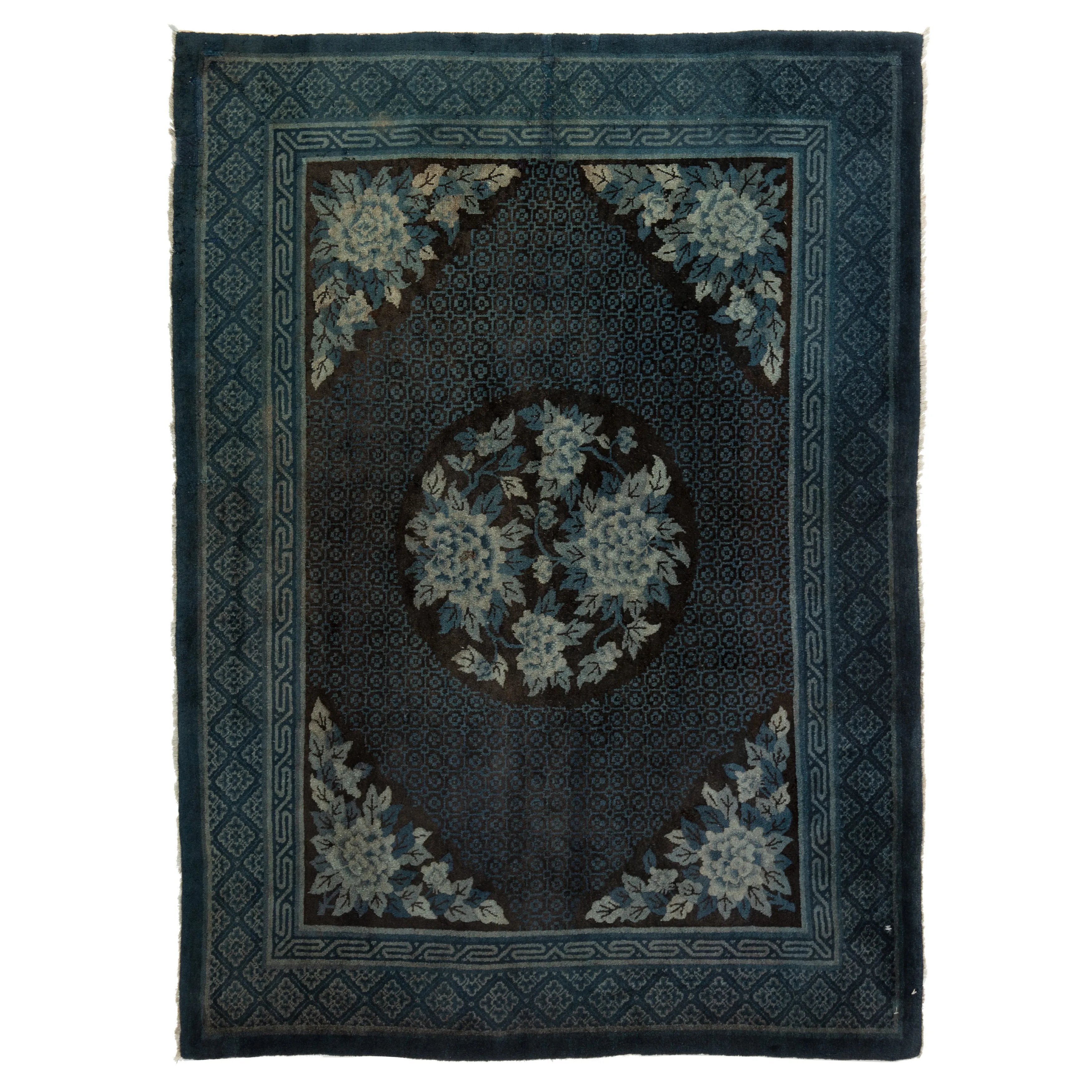 Navy Antique Traditional Chinese Wool Rug - 5'5" x 7'5"