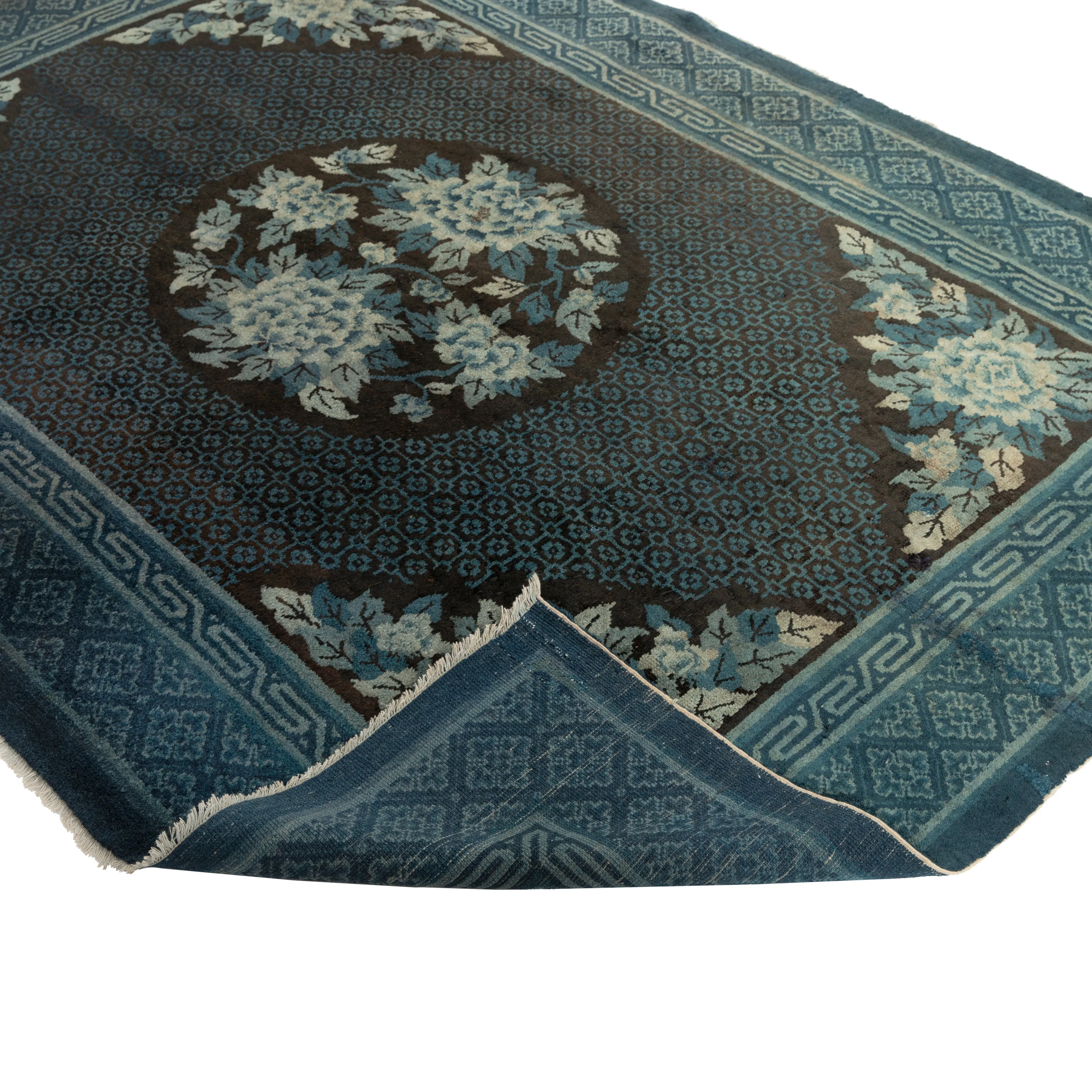 Navy Antique Traditional Chinese Wool Rug - 5'5" x 7'5"