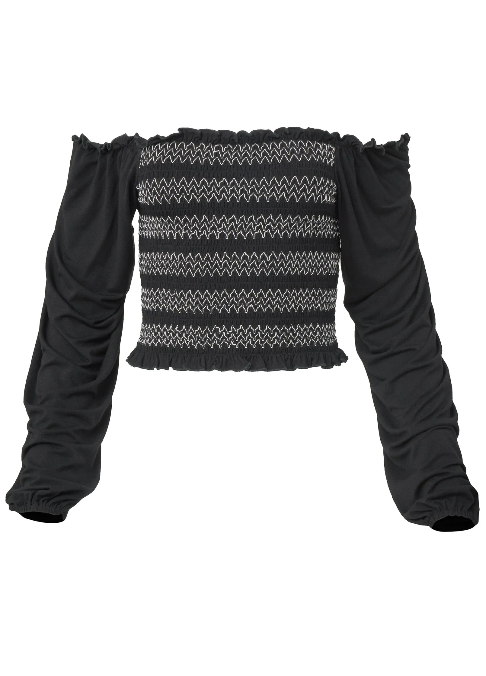 Off-The-Shoulder Smock Top - Black