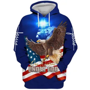 One Nation Under God - Christ Cross Eagle Lion Hoodie - Men & Women Christian Hoodie - 3D Printed Hoodie
