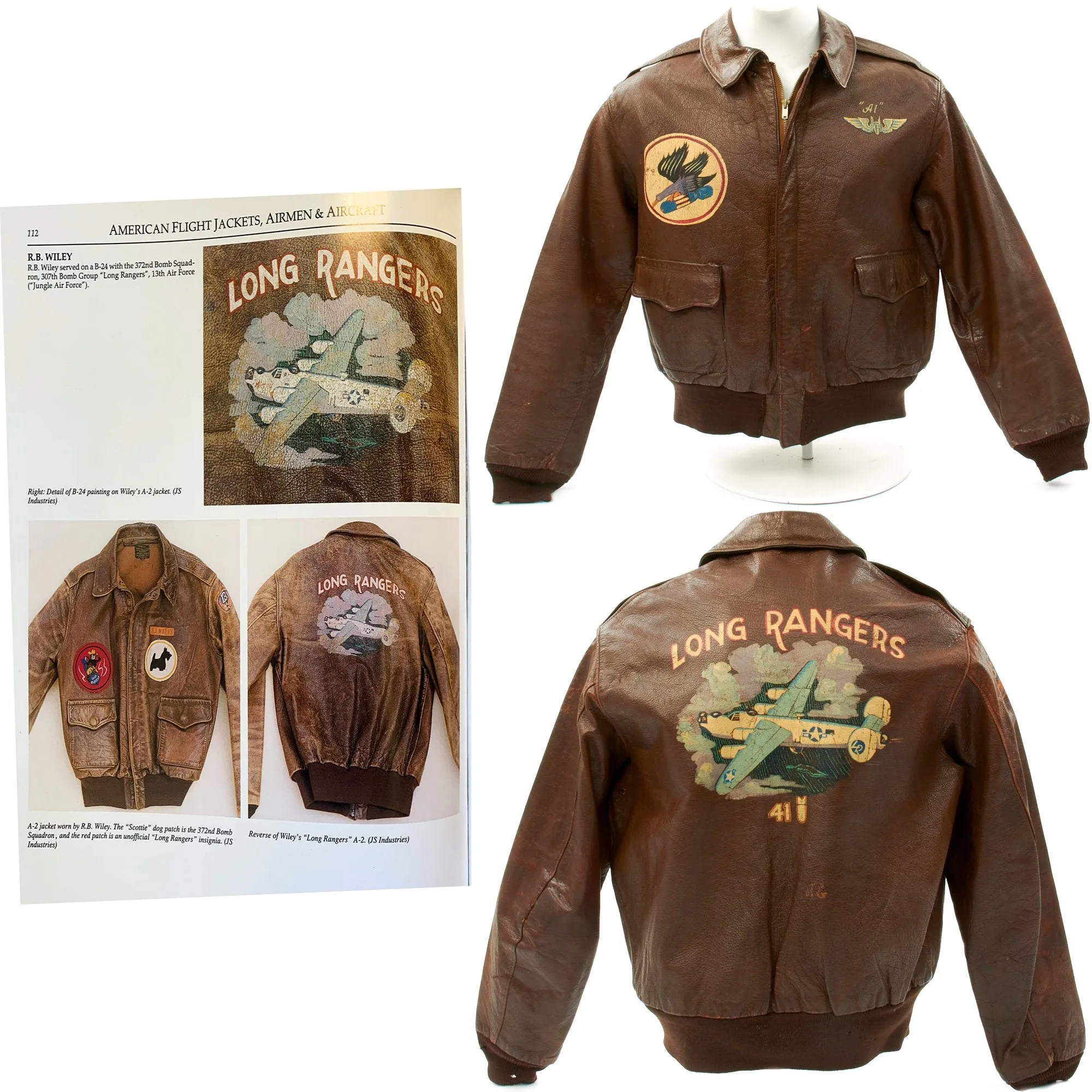 Original U.S. WWII Long Rangers 371st Bomb Squadron A-2 Flight Jacket