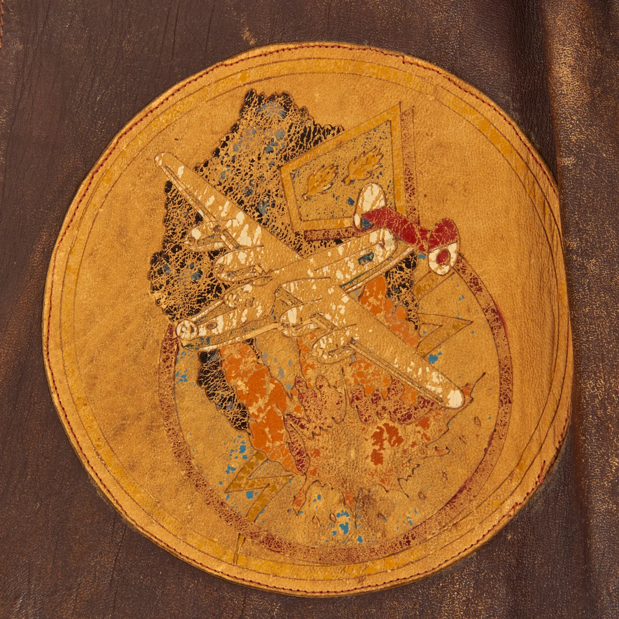 Original U.S. WWII Named Painted A-2 Leather Flight Jacket With Italian Made Leather Insignia For Gunner Sergeant First Class Robert Watters, 451st Bombardment Group