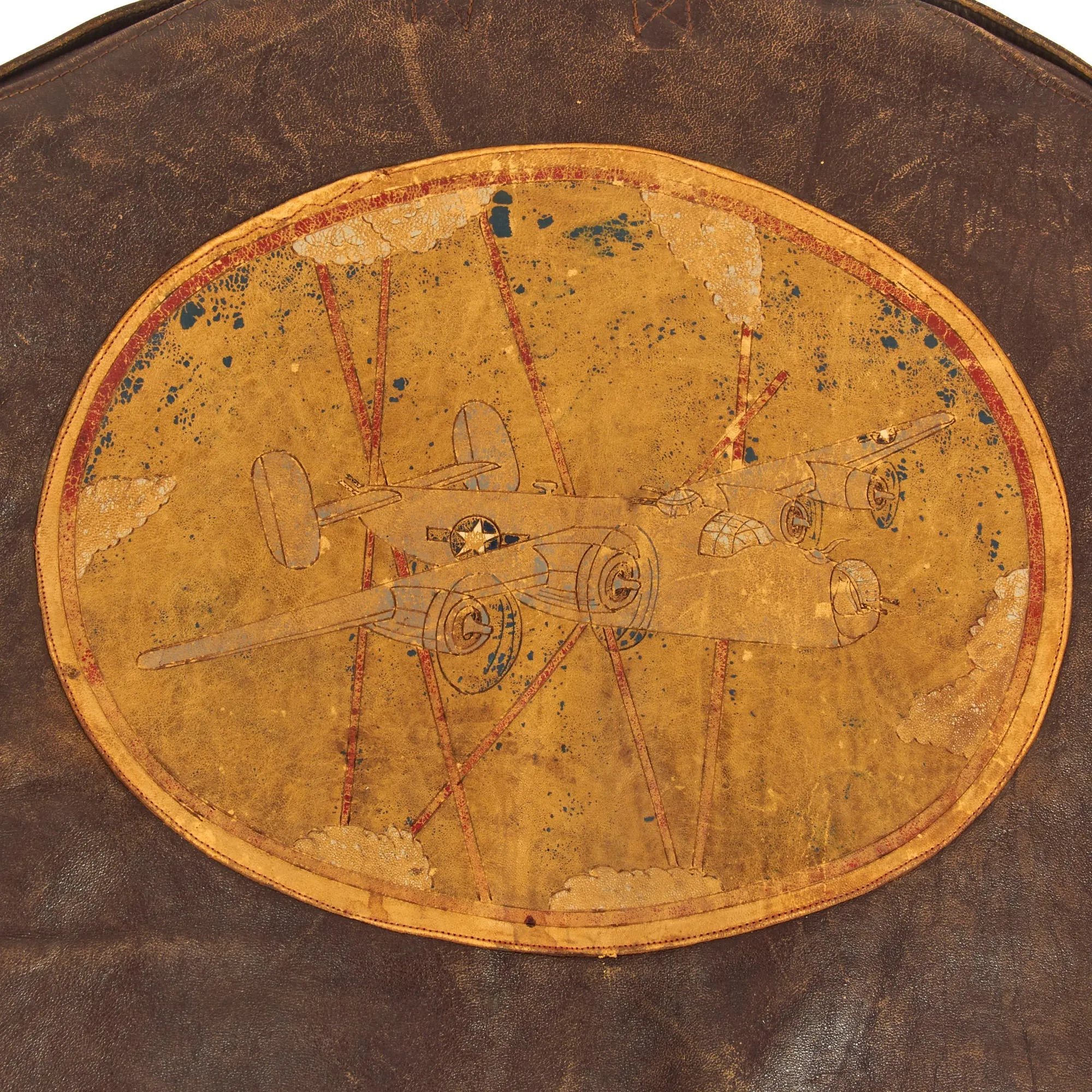 Original U.S. WWII Named Painted A-2 Leather Flight Jacket With Italian Made Leather Insignia For Gunner Sergeant First Class Robert Watters, 451st Bombardment Group