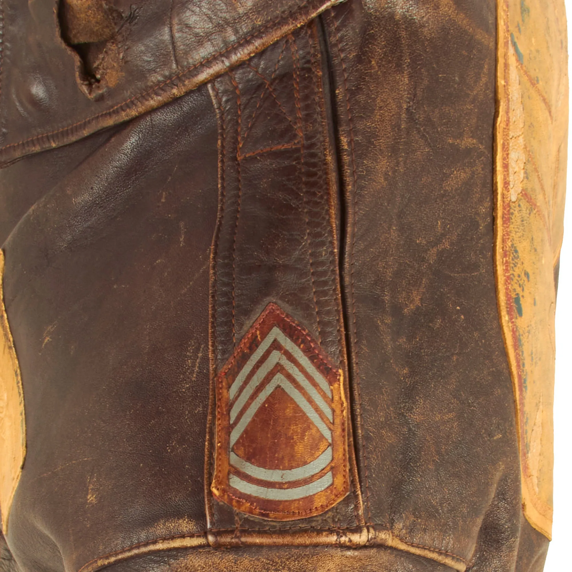 Original U.S. WWII Named Painted A-2 Leather Flight Jacket With Italian Made Leather Insignia For Gunner Sergeant First Class Robert Watters, 451st Bombardment Group