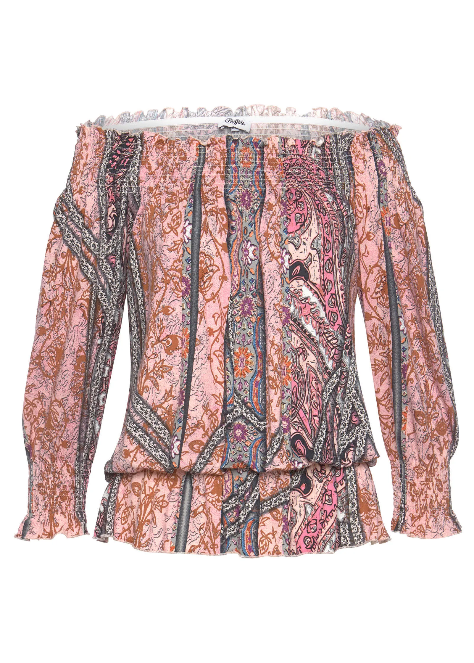 Paisley Off-The-Shoulder Top - Orange Multi