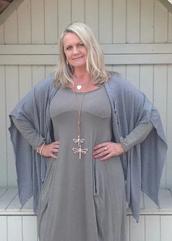 Santa Christina Button Poncho in Grey