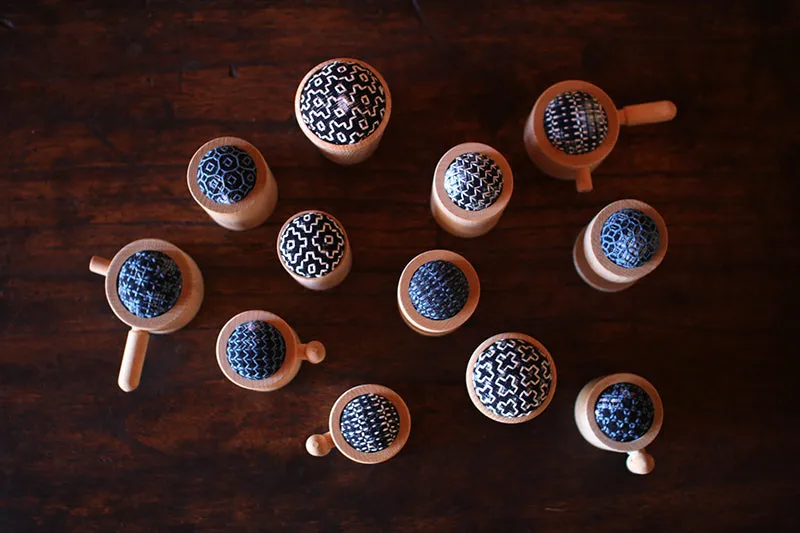 Sashiko Pincushion (Teapots & Cups)