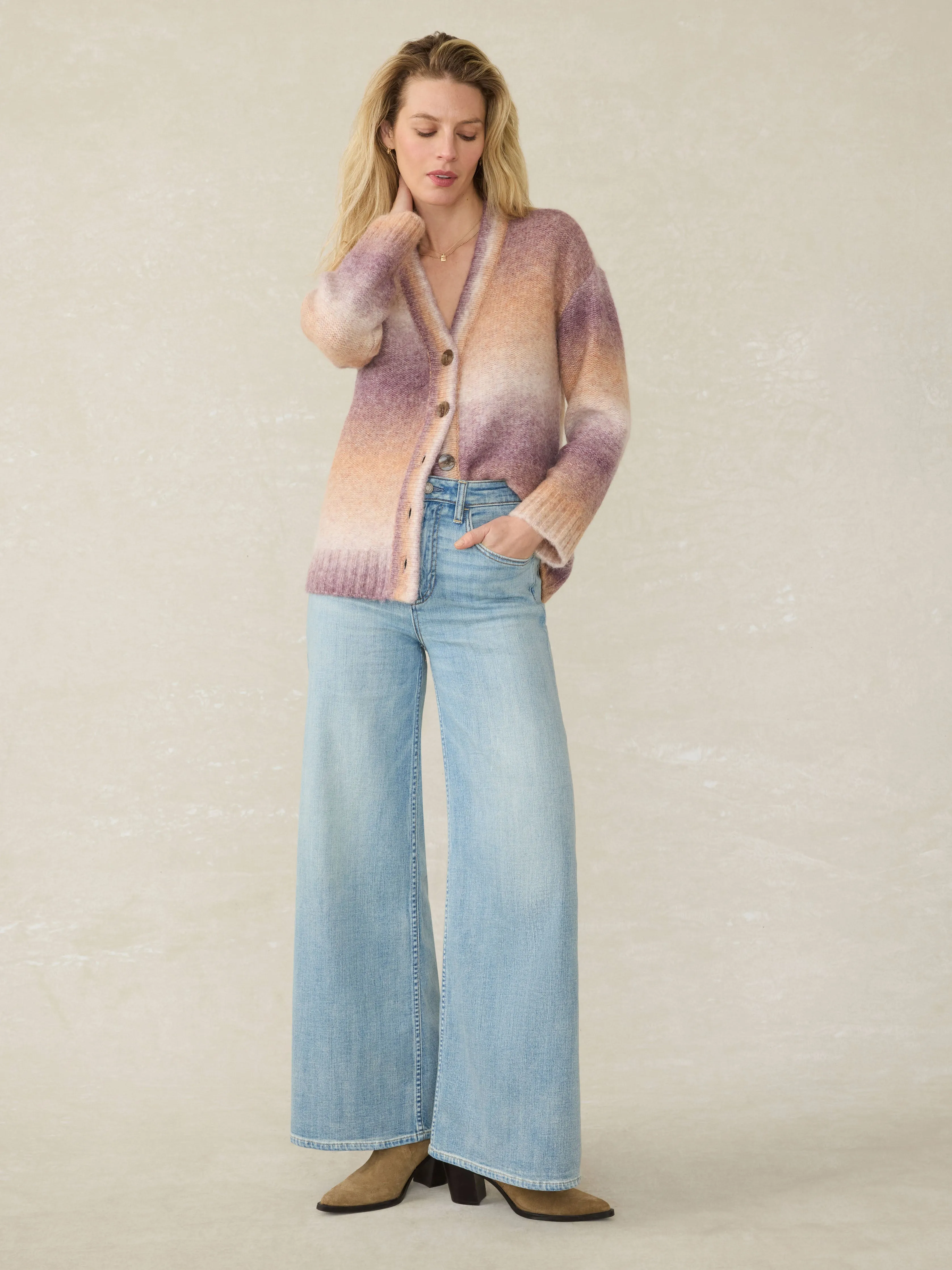 Seaside Spacedye Cardigan - Amethyst Dusk